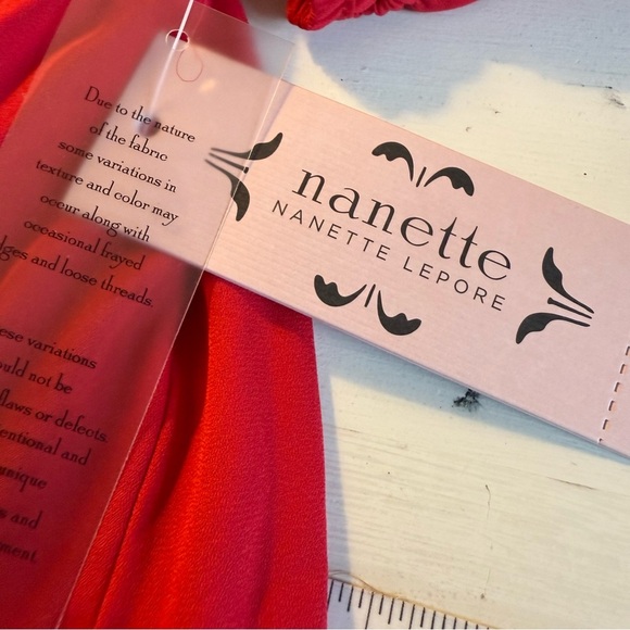 Nanette Lepore | Pleated Neck Tie Long Sleeve Blouse in Crimson Ruby | Sz S - Picture 8 of 9